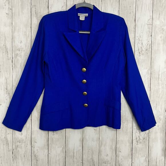 Vintage Y2K Long Sleeve Collared 4 Gold Button Front Money Lightweight Blazer 6P - Picture 1 of 10